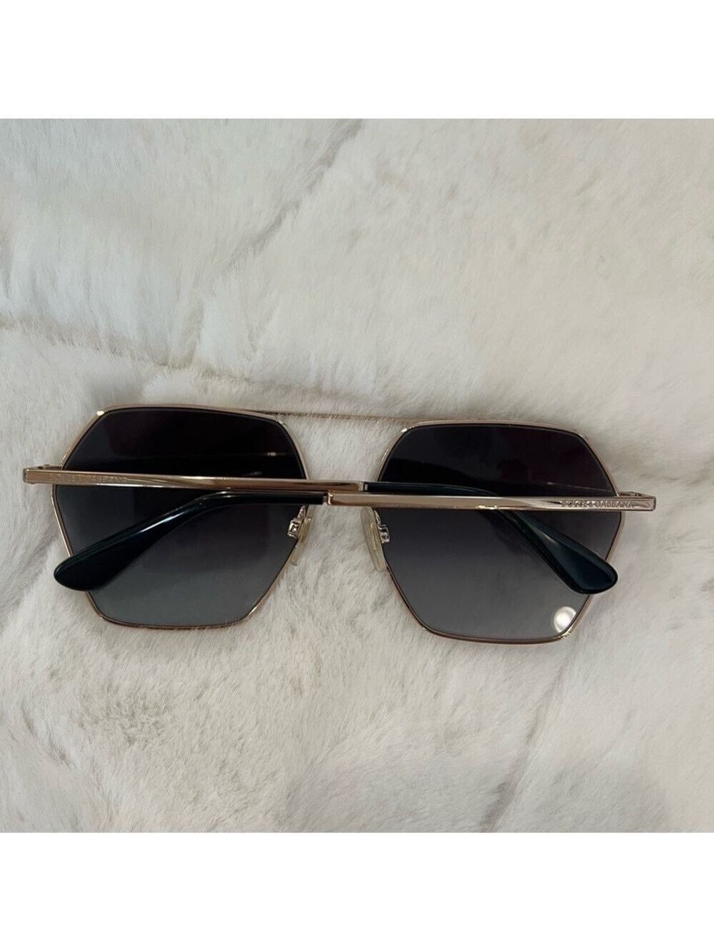 Dolce & Gabbana DG2157 Gold Aviator Polarized Polygon Sunglasses Black - Picture 6 of 15